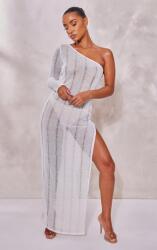 Prettylittlething Fehér Kötött Texturált Ruha Aszimmetrikus Prettylittlething 36
