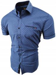  Férfi Ing Kék Indigo Rövid Ujjú Sdn 068 Méret: XXL 2XL 45/46 (KRÓTKI RĘKAW BIAŁY)