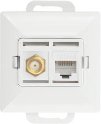 ORNO Priză simplă tip F + Priză simplă tel-comp. RJ-45 Cat6 Pearl, TV/F+RJ45/P, albă (O-OR-OE-7718_W)