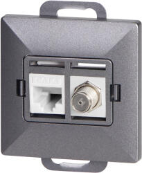 ORNO Priză simplă tip F + Priză simplă tel-comp. RJ-45 Cat6 Pearl, TV/F+RJ45/P, antracit (O-OR-OE-7718_A)