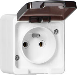 ORNO Priză aplicată simplă 2P+E, rezistentă la stropire cu capac fumuriu, IP44, SMART, albă (O-NT-16SL_BIALY)