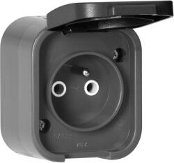 ORNO Priză aplicată simplă 2P+E, rezistentă la stropire cu capac B2, IP54, NT-16B2, gri/negru (O-OR-OE-7805_GB)