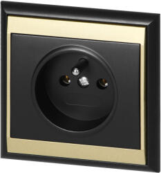 ORNO Priză încastrată simplă 2P+E Luna, 16A, 250V, PT-16L, negru/auriu (O-OR-OE-7605_BC)