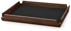 LIND DNA Tavă de servire AIRY CORDUROY 30 x 30 cm, negru cerneală / maro, piele / lemn, LIND DNA (LIND993352) Tava