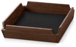 LIND DNA Tavă de servire AIRY CORDUROY 18 x 18 cm, cerneală neagră / maro, piele / lemn, LIND DNA (LIND993465) Tava