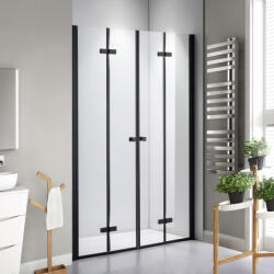 STUXI Verona Big Black 140 cm széles kétszárnyú csukló zuhanyajtó, 6 mm vízlepergető üveggel, matt fekete profillal, 195 cm magas (TL-6107B-70-70-big)