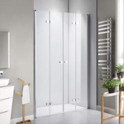 STUXI Verona Big 160 cm széles kétszárnyú csukló zuhanyajtó (80+80 cm), 6 mm vízlepergető üveggel, króm profillal, 195 cm magas (TL-6107-80-80-big)