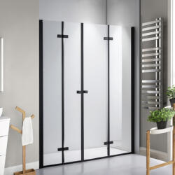STUXI Verona Big Black 180 cm széles aszimmetrikus kétszárnyú csukló zuhanyajtó (80+100 cm), 6 mm vízlepergető üveggel, matt fekete profillal, 195 cm magas (TL-6107B-80-100-big)