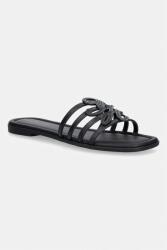 Tommy Hilfiger papuci cu vârf deschis pentru femei, din piele TH SCRIPT FLAT MULE LTH 9BY2-KLDZZI_99X