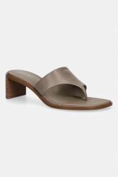 Calvin Klein șlapi pentru femei, din piele BLOCK HEEL SNDL THONG LTH PPY2-OBD0FK_84X