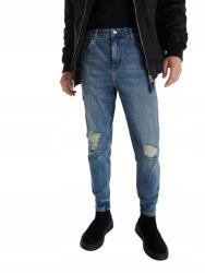 Reserved Kék Klasszikus Lyukacsos Farmer Nadrág Carrot Slim 32-ES