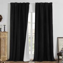  Sötétítő függöny Thermo Bársony Blackout Fekete 2 db 132x225 cm (B0DJ6LW8JH)