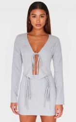 Prettylittlething Szürke Mini Ruha Hosszú Ujjú Megkötővel Elöl Prettylittlething 36