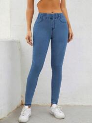 Shein Kék Farmer Nadrág Elasztikus Cső Illeszkedő Sima Shein 34