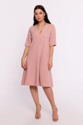 BeWear Ruha Nyárra MIDI Trapéz V-nyakkivágással Rózsaszín 44 XXL (B280 RÓŻOWY XXL)
