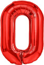 PartyPal Fólia lufi Szám 0 Piros 100cm nagy héliumos szám lufi