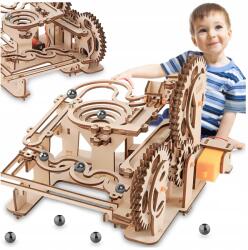  Fából Készült Pálya Golyós Mechanikus Elektromos 3D Kulodrom Puzzle (0074780)