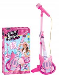 click4TOYS Elektromos Gitár Mikrofonnal Gyerekeknek Karaoke Szett Rózsaszín Rock (GZMROZ)