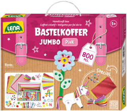 LENA LENA: Valiză Jumbo roz pentru bricolaj, set creativ de joacă de 800 de piese (42664L)