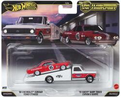 Mattel Hot Wheels: camion transportor 72 Chevy Ramp Truck și mașinuță 66 Chevrolet Corvair 1/64 - Mattel (FLF56/JHX91)