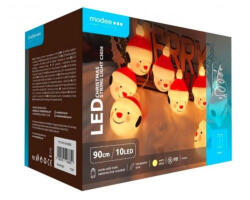 Modee Led fényfüzér , beltéri , meleg fehér , elemes , mikulásfej, 10 LED , IP20 , Modee (ML-C3026)