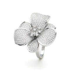 ElectraStore Inel Reglabil Argintiu Crystal Flower (C4818)