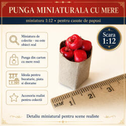 Hobbyplanet Punga de cumparaturi cu mere rosii, miniatura 1: 12 pentru casute de papusi (10D1131)