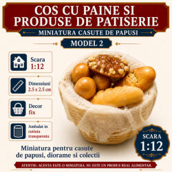 Hobbyplanet Cos cu paine si produse de patiserie, miniatura 1: 12 pentru casute de papusi - Model 2 (V99766_2)