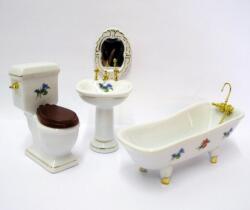 Hobbyplanet Baie -obiecte sanitare PORTELAN alb cu model set 4 piese DELUXE - miniaturi papusi colectionari (V29801)