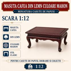 Hobbyplanet Masuta cafea din lemn culoare mahon, miniatura 1: 12 pentru casute de papusi (v23227)
