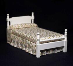 Hobbyplanet Pat din lemn culoare alba - miniatura casuta papusi 1: 12 (V23782W)