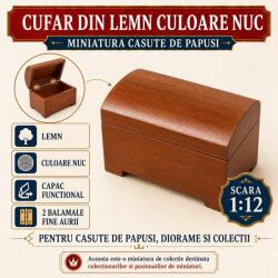 Hobbyplanet Cufar din lemn culoare nuc cu capac functional, miniatura 1: 12 pentru casute de papusi (V23996)