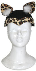 Fashion Coif leopard cu urechi din fetru, plus si puf alb , Accesorii petrecere (FF57322)