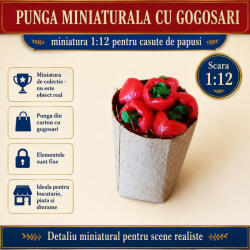 Hobbyplanet Punga de cumparaturi cu gogosari, miniatura 1: 12 pentru casute de papusi (6D1131)