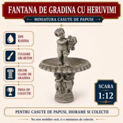 Hobbyplanet Fantana de gradina cu heruvimi din rasina gri beton, miniatura 1: 12 pentru casute de papusi (3054)