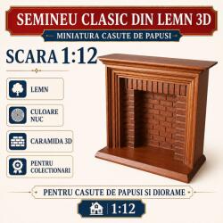 Hobbyplanet Semineu clasic din lemn 3D culoare nuc, miniatura 1: 12 pentru casute de papusi (CC27093)
