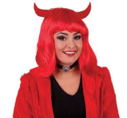 Fashion Peruca rosie diavolita cu coarne , petrecere Halloween carnaval , cod 57214 (FF57214)