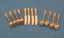 Hobbyplanet Set de 12 tacamuri - din metal - culoare aurie - miniaturi colectionari 1: 12 (D2281/D1408/CC72381)
