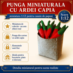 Hobbyplanet Punga de cumparaturi cu ardei capia, miniatura 1: 12 pentru casute de papusi (4D1131)