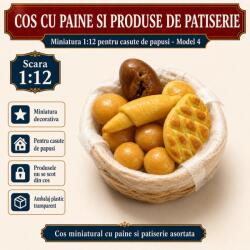 Hobbyplanet Cos cu paine si produse de patiserie, miniatura 1: 12 pentru casute de papusi - Model 4 (V99766_4)