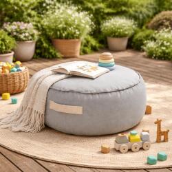 MeowBaby® Puf rotund premium copii meowbaby outzy featherfog gray , bean bag indoor outdoor pentru relaxare si joaca