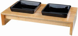 TRIXIE Set 2 Castroane Ceramice Cu Suport Lemn, 2x0.4 l 13x13 cm 36x7x19, Negru Maro, 24821