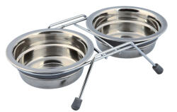 TRIXIE Set 2 Castroane Inox Cu Suport Metalic, 2x0.25 l 11 cm 23x6x14 cm, 25230