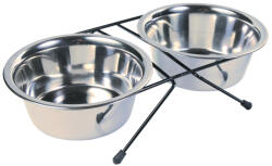 TRIXIE Set 2 Castroane Inox Cu Suport Metalic, 2x0.75 l 17 cm 33x8x19 cm, 24832