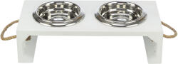 TRIXIE Set 2 Castroane Inox Cu Suport Lemn MDF, Be Nordic, 2x0.4 l 14 cm 38x18x10 cm, Alb, 24835