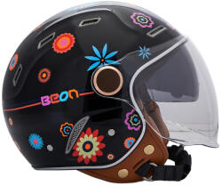 Beon B-122 Black Flower Cască Moto Jet ECE 22.06 cu Sunvisor 31602202 (31602202)