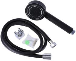  Set Duș - Pară 5 Funcții + Furtun Flexibil Pvc 150Cm + Suport - Negru Mat (3305108)
