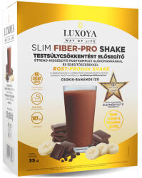 Luxoya - Slim Fiber-Pro Shake -Testsúlycsökkentést elősegítő étrend-kiegészítő rostkomplex glükomannánnal és édesítőszerekkel - Csokis-banános -- 6x35g