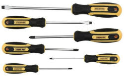 Strend Pro Csavarhúzókészlet, Strend Pro SD0639, fekete/sárga, 6 db, mágneses, lapos: 3 db, PH0: 1 db, PH1: 1 db, PH2: 1 db, króm-vanádium acél szár, műanyag markolat (TC2250017)