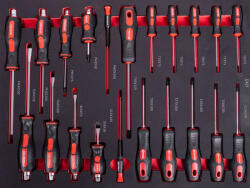 Strend Pro Csavarhúzókészlet, Strend Pro S239, fekete, 21 részes, lapos (SL), PH és Torx fejekkel, szerszámkocsihoz (TC239921)